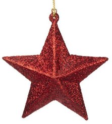 Украшение подвесное новогоднее Звезда в красном 10х9х3,5см,86772