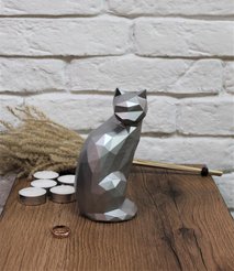 Статуэтка декоративная Кошка 18см серебро