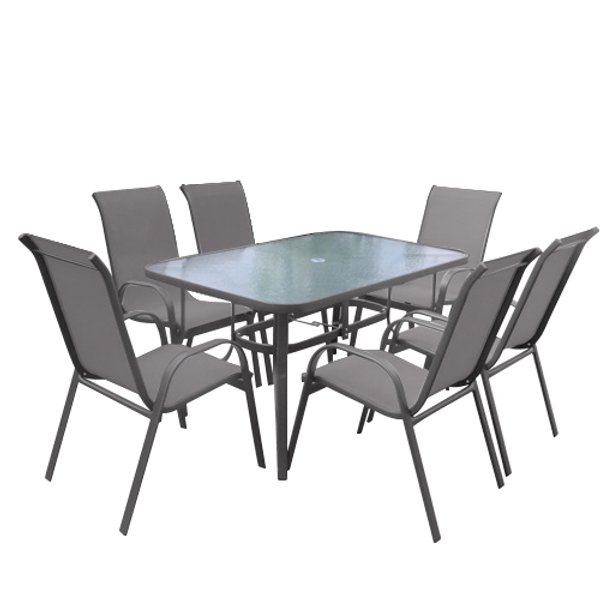 Набор садовой мебели Онтарио (стол+6 стульев), сталь/текстилен, серый, CMP-1401.005