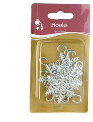 Крючки декоративные Серебристые снежинки 13,8x7,5x1,5см 6шт,87167
