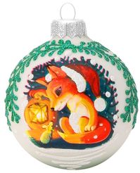 Украшение елочное Лисенок с фонариком 6,5см подарочная упаковка