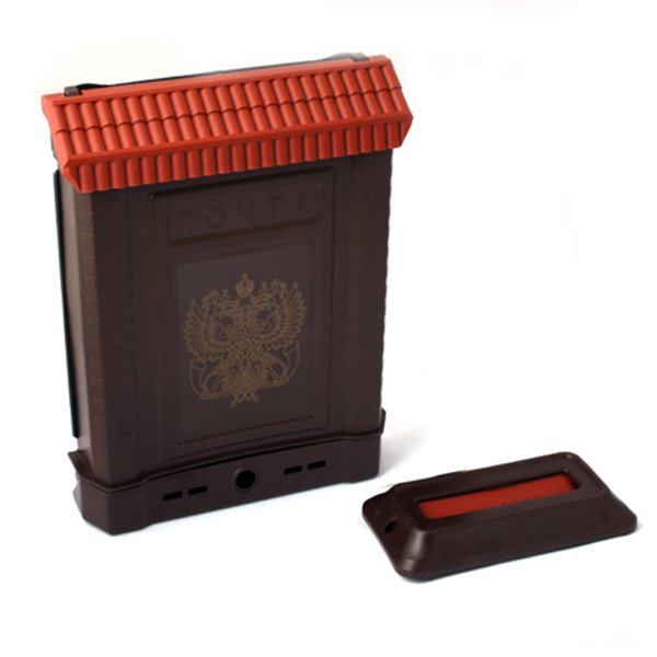 Ящик почтовый Премиум с накладкой коричневый герб