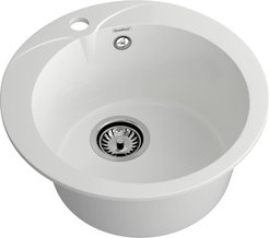 Мойка для кухни врезная GRANFEST GF-R480 47,5х47,5см глубина чаши 19,5см, мрамор, иней, с сифоном