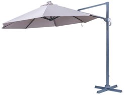 Зонт садовый d3,0м, стойка 48х58мм, 8 ребер, бежевый с LED-подсветкой (солнечная батарея/USB), с крестовиной