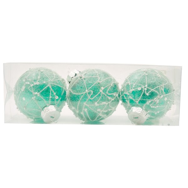 Набор шаров с узором 3шт 8см зеленый SYQE-012332