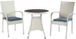 Набор садовой мебели Сорренто (стол+2 стула), сталь/иск.ротанг, белый, SG-22081A