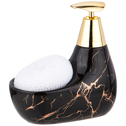 Дозатор д/моющего средства Lefard Fantasy 350мл 16х11х9см+губка, черный, керамика