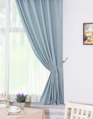Штора готовая для кухни 145х180 бирюзовый