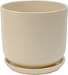 Горшок керамический Экрю d22см h19см v5,4л, цилиндр, бежевый