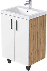 Тумба напольная VEIN 60см дуб вотан/белая аляска в комплекте с раковиной