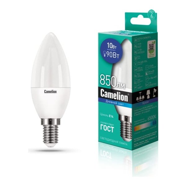 Лампа светодиодная Camelion LED10-C35/865/E14 10Вт 220В свеча холодный свет