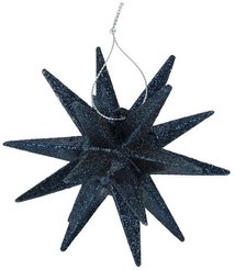 Украшение подвесное Звезда объемная черный синий 11х11см