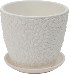 Горшок бетонный Камешки d18см h15см v2,2л, бутон, белый