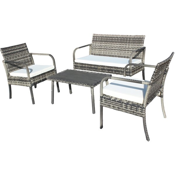 Набор садовой мебели Лион (столик+2 кресла+диван), сталь/иск.ротанг, серый, SFS011