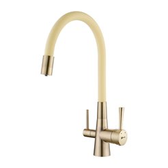 Смеситель для кухни Lemark Comfort LM3075B-Beige с гибким изливом и переключением на фильтр для питьевой воды