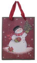 Пакет бумажный новогодний Снеговик 23х18х10см 210г, SYLPD23-004