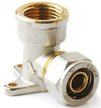 Угольник латунный обжимной с креплением Pro Aqua Ø20x1/2" внутренняя резьба