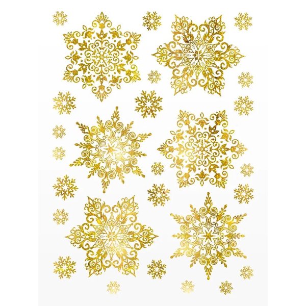 Наклейка декоративная Декоретто Круглые золотистые снежинки NP 4017