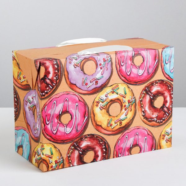 Пакет-коробка Пончики 28х20х13см  