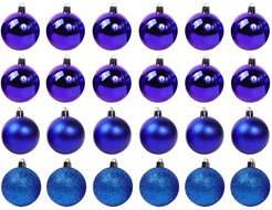 Набор шаров 24шт 6см синий (глянец: 12шт, матовые: 6шт, глиттер: 6шт), SYQA-012103-B