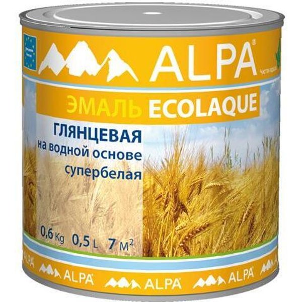 Эмаль акриловая Alpa Ecolaque глянцевая белая (0,5л)