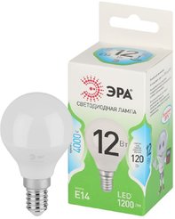 Лампочка светодиодная ЭРА GREEN LINE LED P45-12W-840-E14 GL E14 12 Вт шар яркий белый свет