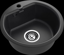 Мойка для кухни врезная Granfest Smart SM435 43х43см глубина чаши 16см, мрамор, черный