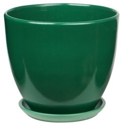 Горшок керамический высокий овал Колор Гейм зеленый 2,5л d18 h16