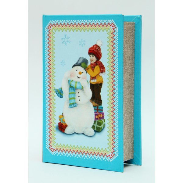Шкатулка декоративная 17х11х5см Снеговик и мальчик