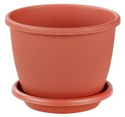 Горшок пластиковый Афина d11см h8,5см v0,5л, коричневый, с поддоном