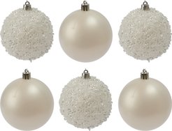 Набор шаров 6шт 8см белый, заснеженные/перламутр, SYQA-0124083