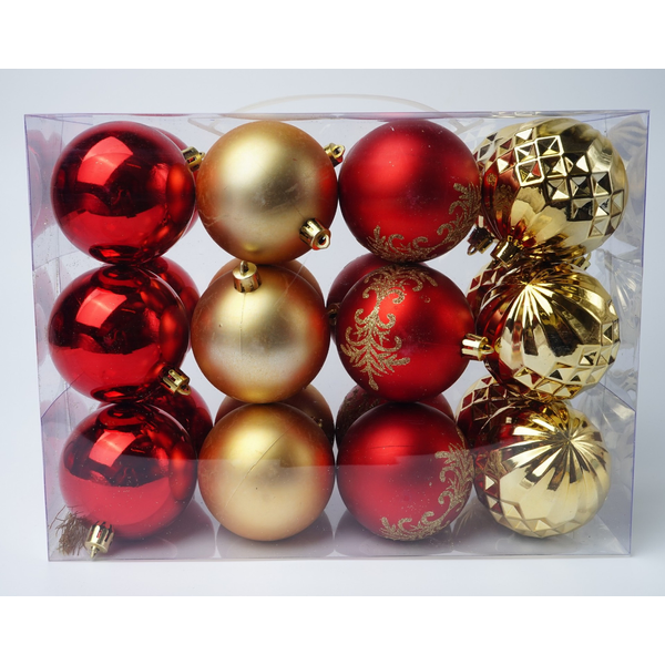 Набор шаров 24шт 7см красный+золото SYQD-012109