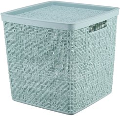 Корзина д/хранения Idea Бязь 17л 28х28х28см с крышкой, морская волна ПП