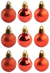 Набор шаров 9шт 3см, красный (глянец: 3шт, матовые: 3шт, глиттер: 3шт), SYQA-0122131