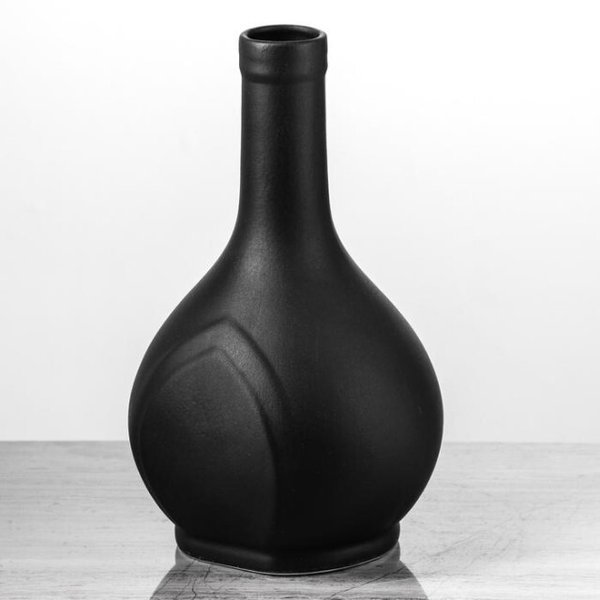 Ваза керамическая, коллекция Бельдиби, высота 25см, цвет черный, матовый, 3946463