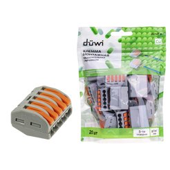 Клемма рычажковая duwi СМК 222-415 0.08-4мм² серая 20шт