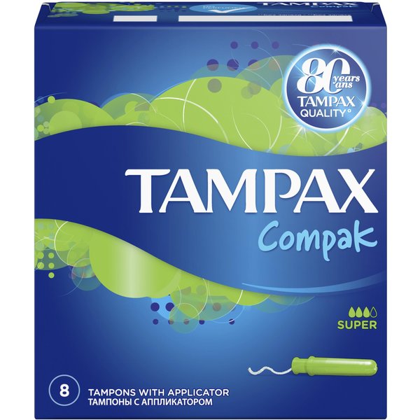 Тампоны Tampax 8шт Compak с апплик.Super Single
