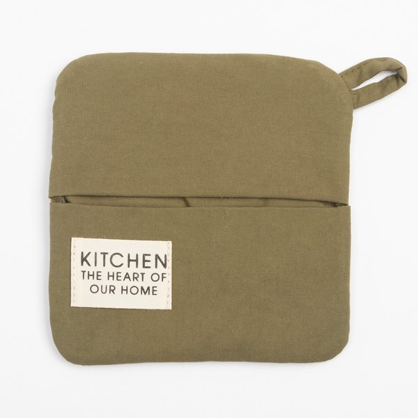 Набор кухонный Этель Kitchen зеленый (прихватка 19х19, прихватка-рукавица 18х29)