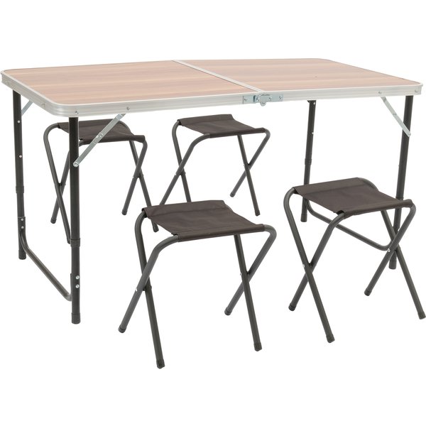 Набор кемпинговой мебели Карелия (стол+4 табурета), стол:120х60см h55/62/70см, алюминий/МДФ/полиэстер, SP-103А