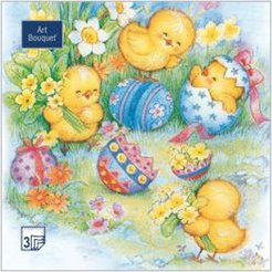 Салфетки бумажные Bouquet 20шт 33х33см Пасхальные игры 3-слойные