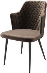 Стул кухонный Mamadoma Freddy-R1 d06 46х44х86см велюр/металл, коричневый/черный, поворотный