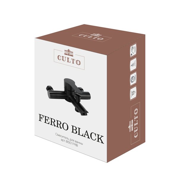 Смеситель для ванны CULTO FERRO BLACK BS01FRB в комплекте с душевыми аксессуарами