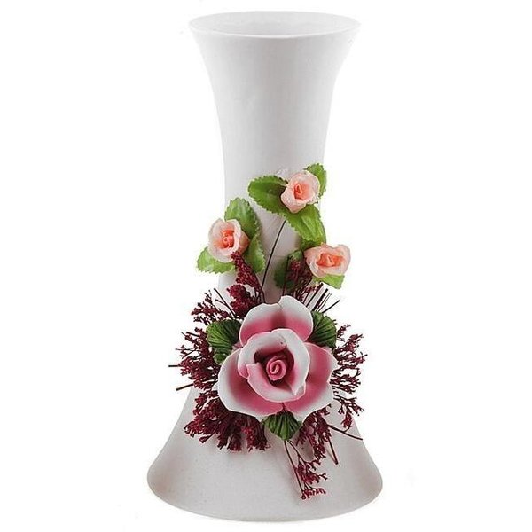 Ваза керамика лилипутики 20см роза декор ассорти (А,В,С) 493731