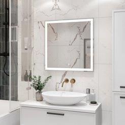 Зеркало Clamm Led 70х70см с сенсором, функцией антизапотевания и холодной подсветкой