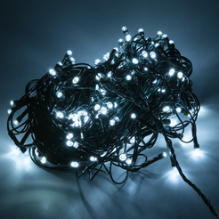 Электрогирлянда внутренняя Нить 20м 200LED, холодный белый, 8 режимов, темно-зеленый кабель