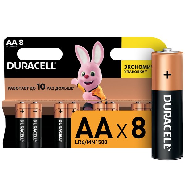 Батарейка алкалиновая Duracell Basic АА/LR6 8шт