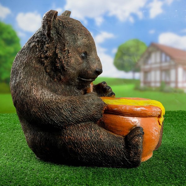 Фигура садовая Медвежонок с медом Жадина 43см