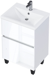 Тумба напольная TWIN 60см белый глянец с раковиной