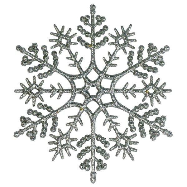 Украшение подвесное Снежинка классика эконом Серебристый глиттер MAB000-4 d 120x3мм