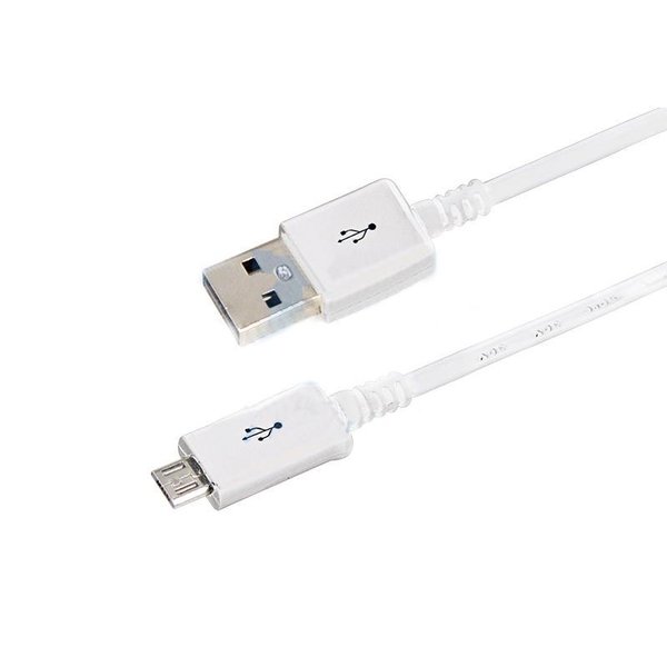 Кабель USB microUSB длиный штекер шнур плоский 1м белый